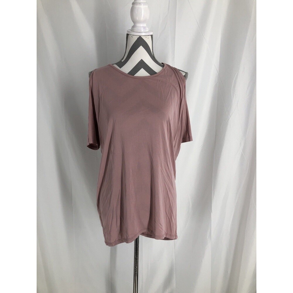 Chris & Carol Womens Cold Shoulder Short Sleeve Tee Mauve Large